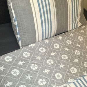 Twin nautical coastal quilt and sham